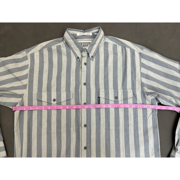 Vintage Levi's Shirt Adult Large Blue Long Sleeve Button Down Big E Silver Label - Picture 11 of 12